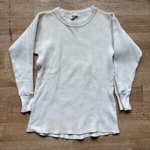 Vintage 1950s 60s Hanes L White Thermal Knit 100% Cotton Shirt Thermalite USA